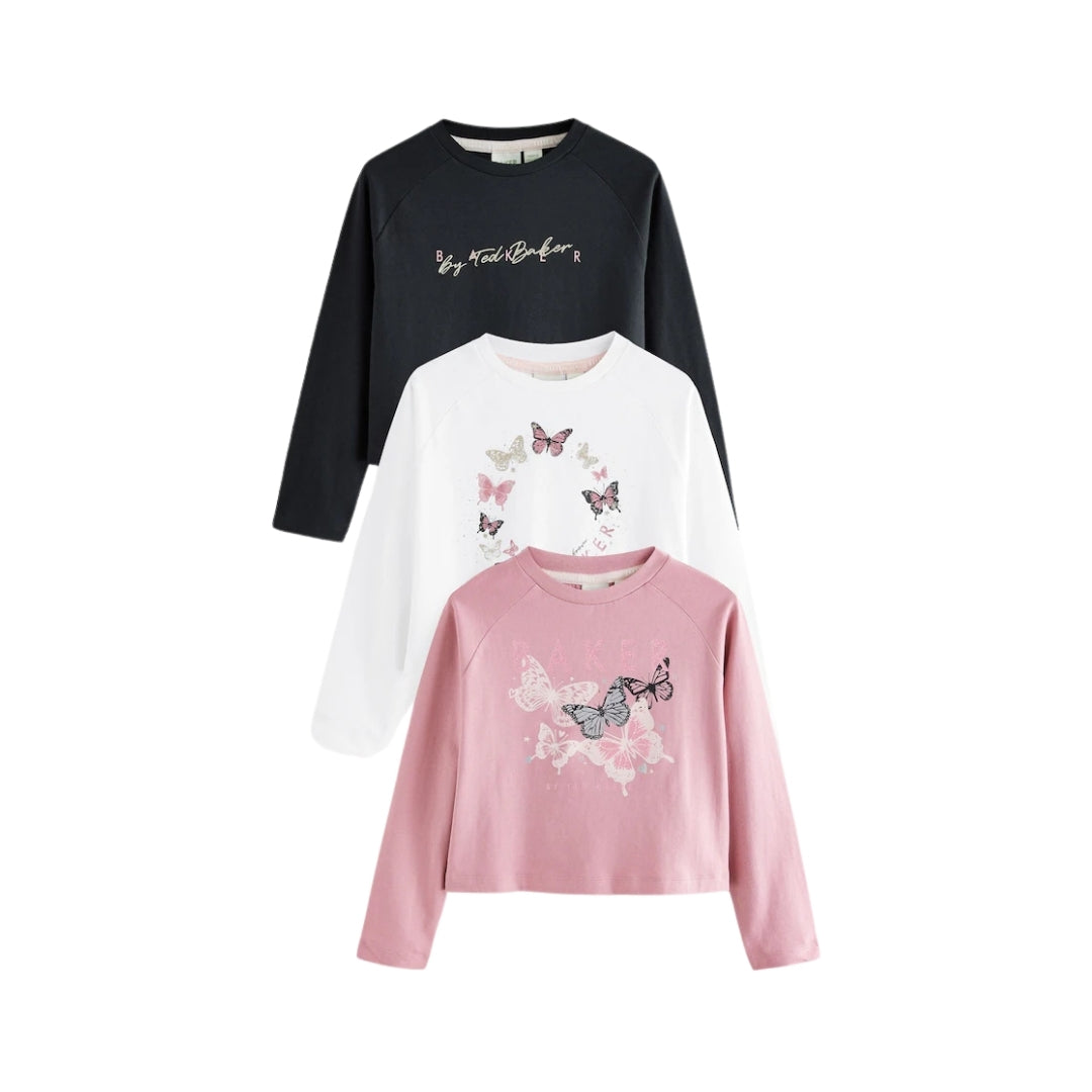 Girls Long Sleeve T-shirt-Pack Of 3